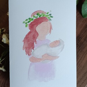 Cartão de felicitações com impressão em aquarela / Impressão artística / Mãe / Novo bebê / Parabéns / Chá de bebê