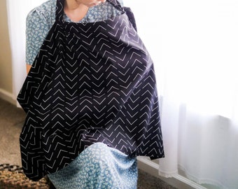 Nursing Cover | Breastfeeding Cover | Cotton MudCloth Inspired | Breast Feeding Apron | Shawl + Car Seat Cover