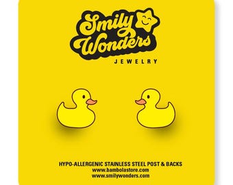 Yellow duck earrings / kawaii earrings / rubber duck earrings / kids earrings / cartoon / girls/ studs/ hypo-allergic stainless steel