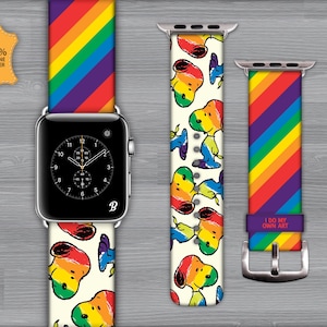Apple watch band. Genuine Leather. 38mm-40mm-41mm-42mm-44mm-45mm-49mm. All series. Snoopy, Dogs, i do my own art, pet lovers, print.