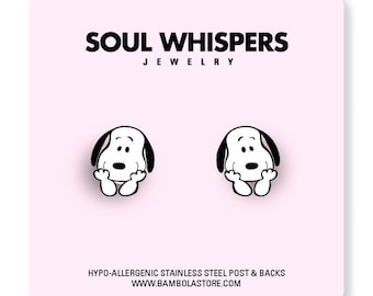 Snoopy earrings / kawaii / dog / kids / cartoon / girls/ studs/ hypo-allergic stainless steel