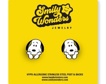 Snoopy earrings / kawaii / dog / kids / cartoon / girls/ studs/ hypo-allergic stainless steel