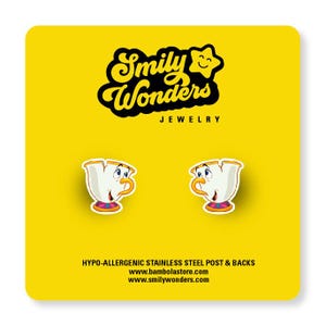 Chip Potts earrings / beauty / beast / kids / cartoon / girls / studs /  hypo-allergic stainless steel