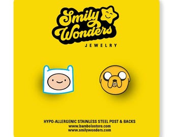 Adventure time  earrings / jake / finn / gamer / cartoon / girls / studs /  hypo-allergic stainless steel