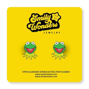 Kermit earrings / muppets earrings / the frog earrings / show earrings / cartoon / girls / studs /  hypo-allergic stainless steel