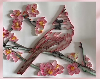 Handmade Paper Quilled Cardinal Wall Decor: Paper Filigree Art