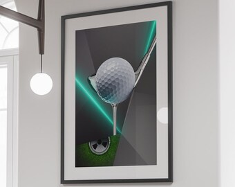 Modern, contemporary Golf printable wall art sport posters, ball, Tee, neon, course, flag, Iron, themed room decor, instant digital download