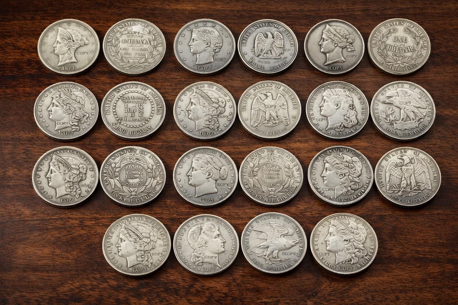 Coins USA Dollar Pattern Set 1873-1882 11pcs Collection Silver