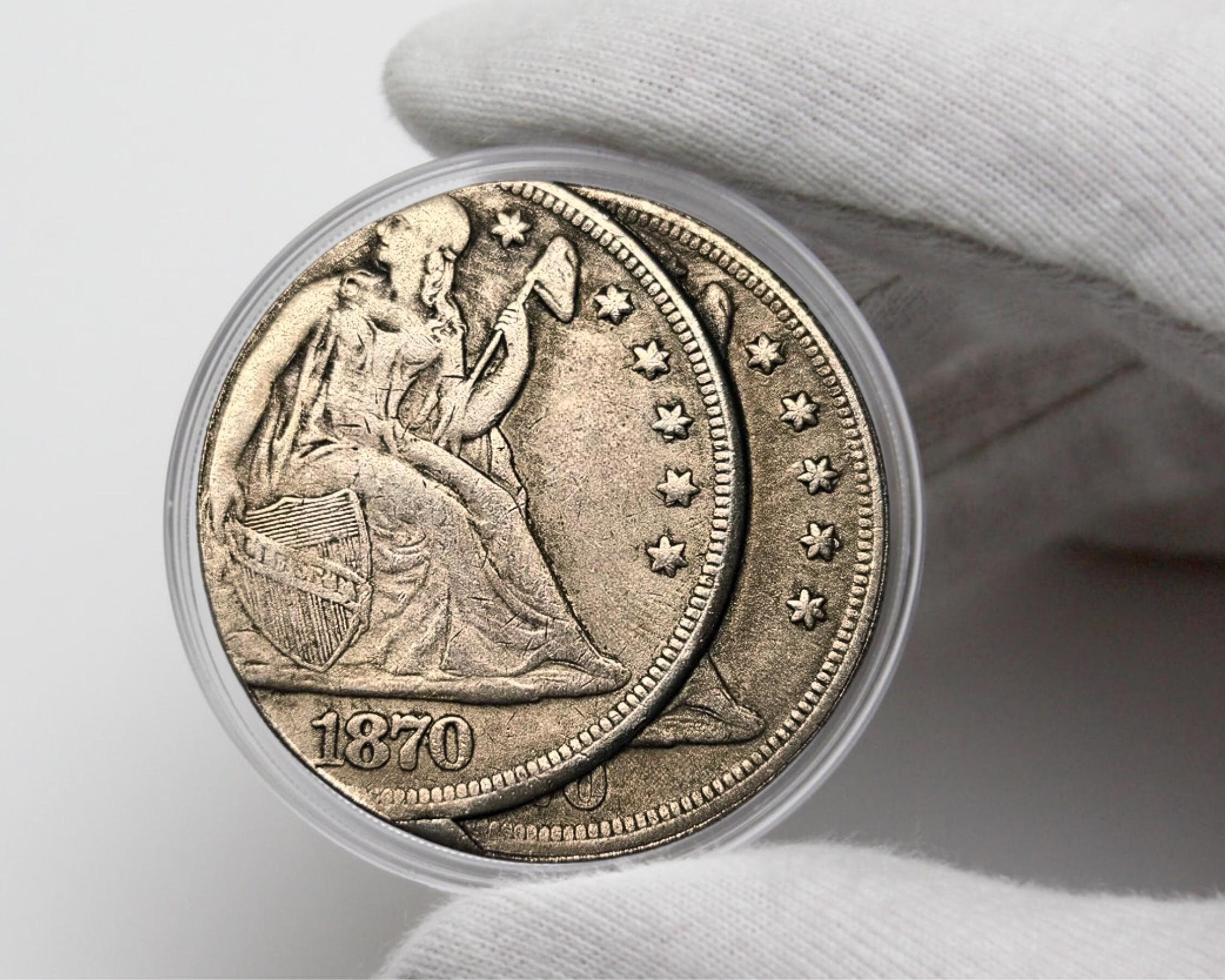 Coins 1870 CC Seated Liberty Error US Dollar Silver Plated