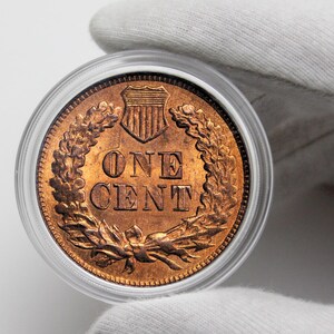 Pu&ograve; includere: Una moneta da un centesimo di rame con una ghirlanda di foglie e le parole "ONE CENT" sul retro.