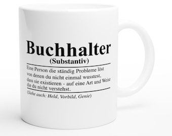 Pagma Druck Tasse „Buchhalterin“ – Lustiger Spruch, Spülmaschinenfest, 330 Ml, Beidseitig Bedruckt
