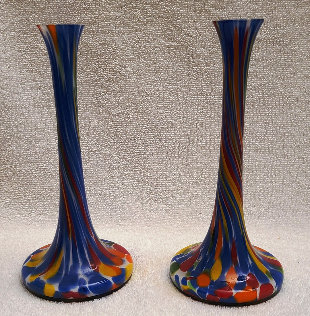 Art Deco Splatter Glass Bud Vases - a Set of Two - Vintage - Etsy