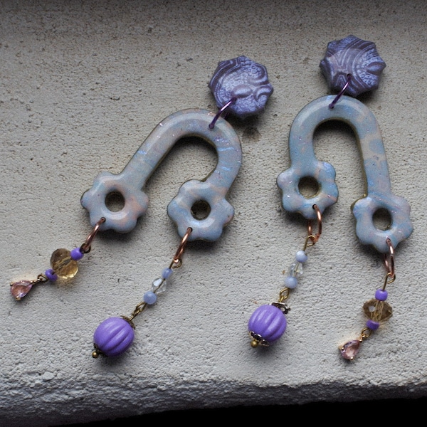 Beaded polymer clay earrings