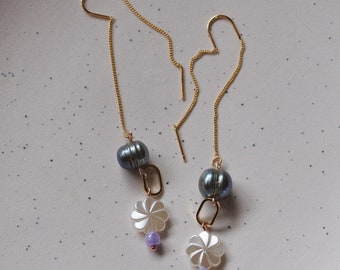 Black pearl earring threaders