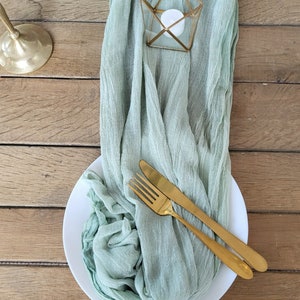 Table runner sage green, cheesecloth, 4.90EUR/meter, boho wedding center blanket, gauze, rustic runner