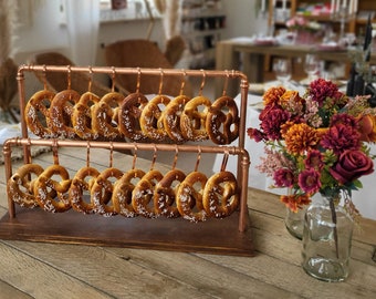 Pretzel stand, pretzel frame, buffet, Oktoberfest, wedding, back to school, copper, rustic, pretzel hanging, candy bar, flying buffet