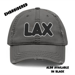 Embroidered Lacrosse Dad Hat, Black Grey LAX Embroidery, Lacrosse Mom Coach Gift, Game Day Cap, Adjustable Baseball Hat, Sports Fan Merch