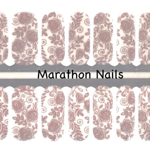 Rose Gold Rose Overlay Nail Wraps, Nail Polish Strips, Nail Stickers