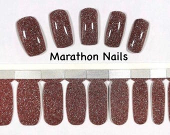 Rose Gold Glitter Lux Nail Wraps, Nail Polish Strips, Nail Stickers