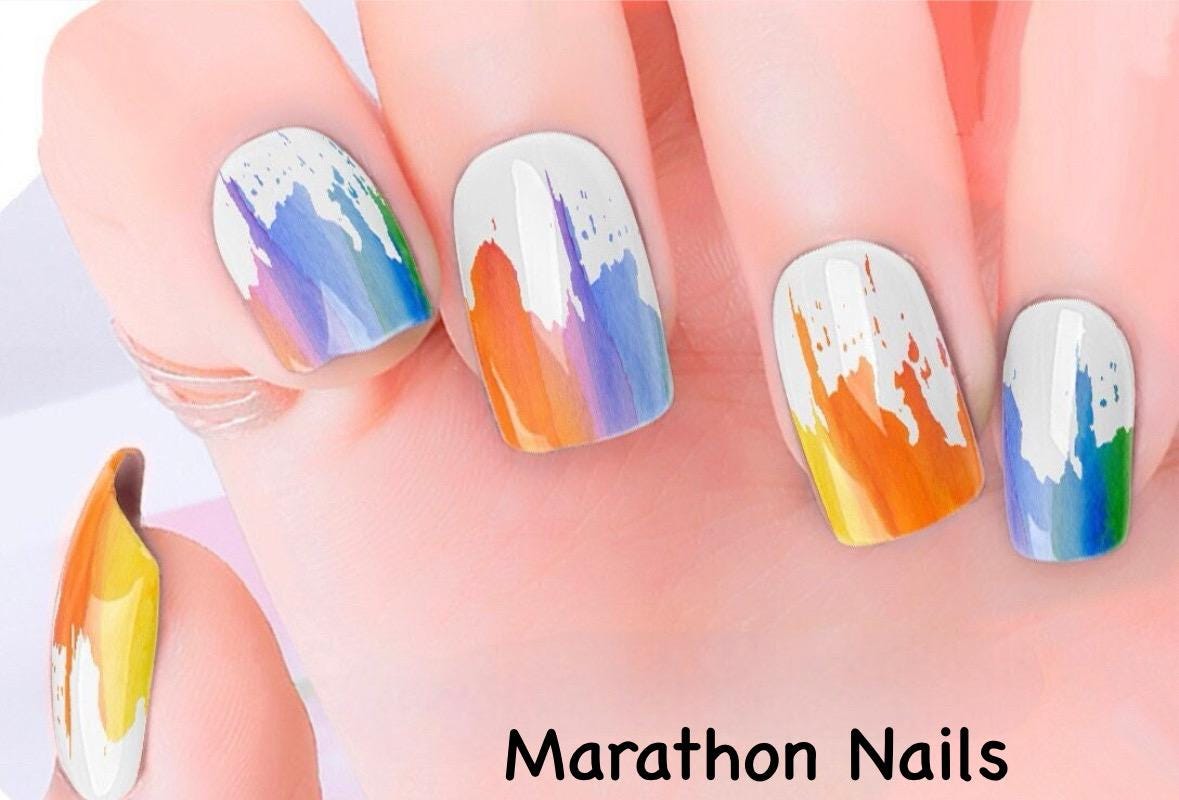 Vivid Watercolor Splash Nail Art