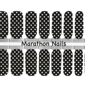 Black Polka Dots Nail Wraps, Nail Polish Strips, Nail Stickers