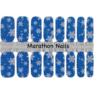 Blue Snowflakes Holiday Nail Wrap, Nail Sticker, Nail Polish Wrap