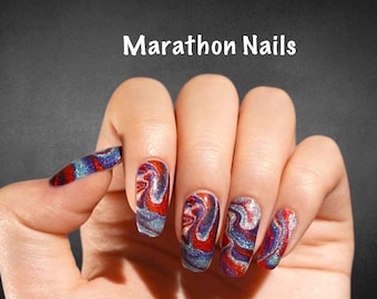 Patriotic Swirl Nail Wraps, Nail Polish Strips, Nail Stickers