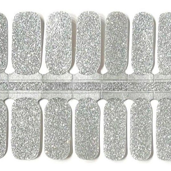 Silver Glitter Nail Wraps, Nail Polish Strips, Nail Stickers