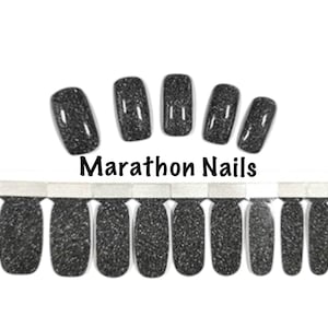 Gunmetal Gray Glitter Lux Nail Wraps, Nail Polish Strips, Nail Stickers