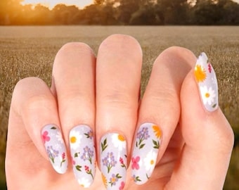 Wildflowers Nail Wraps, Nail Polish Strips, Nail Stickers