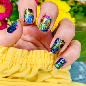 Sparkling Sunflowers Nail Wraps, Nail Polish Strips, Nail Stickers