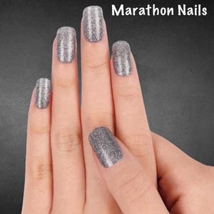 Gunmetal Glitter Nail Wraps, Nail Polish Strips, Nail Stickers