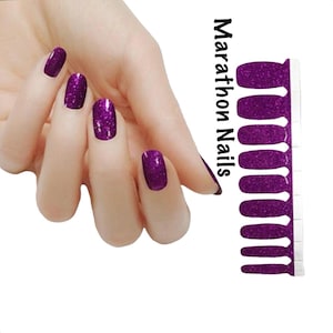 Purple Glitter Lux Nail Wraps, Nail Polish Strips, Nail Stickers