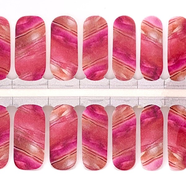 Pink Marble Nail Wraps, Nail Polish Strips, Nail Stickers