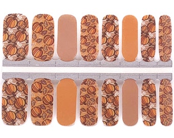 Pumpkin Spice Nail Wraps, Nail Polish Strips, Nail Stickers