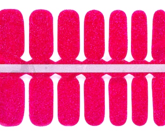 Magenta Glitter Nail Wraps, Nail Polish Strips, Nail Stickers