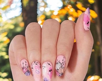 Haunted Pumpkin Harvest Nail Wraps, Nail Polish Strips, Nail Stickers
