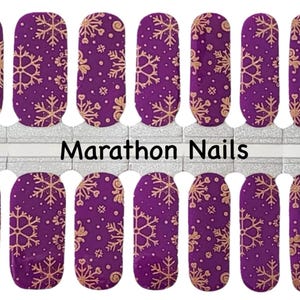 Golden Snowflakes Holiday Nail Wrap, Nail Sticker, Nail Polish Wrap