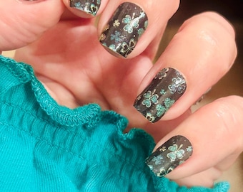 Shamrock Shimmer Nail Wraps, Nail Polish Strips, Nail Stickers