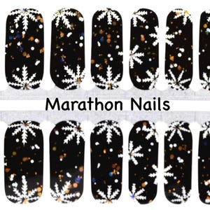 Silver Christmas Holiday Nail Wrap, Nail Sticker, Nail Polish Wrap