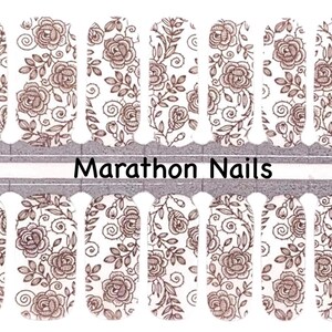 Gold Rose Overlay Nail Wraps, Nail Polish Strips, Nail Stickers