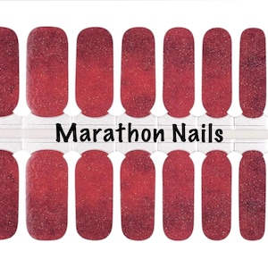 Red Shimmer Nail Wrap, Nail Sticker, Nail Polish Wrap