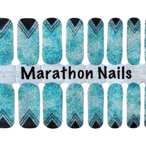 Turquoise Arrows Nail Wraps, Nail Polish Strips, Nail Stickers