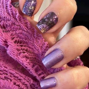 Purple Posys Nail Wraps, Nail Polish Strips, Nail Stickers