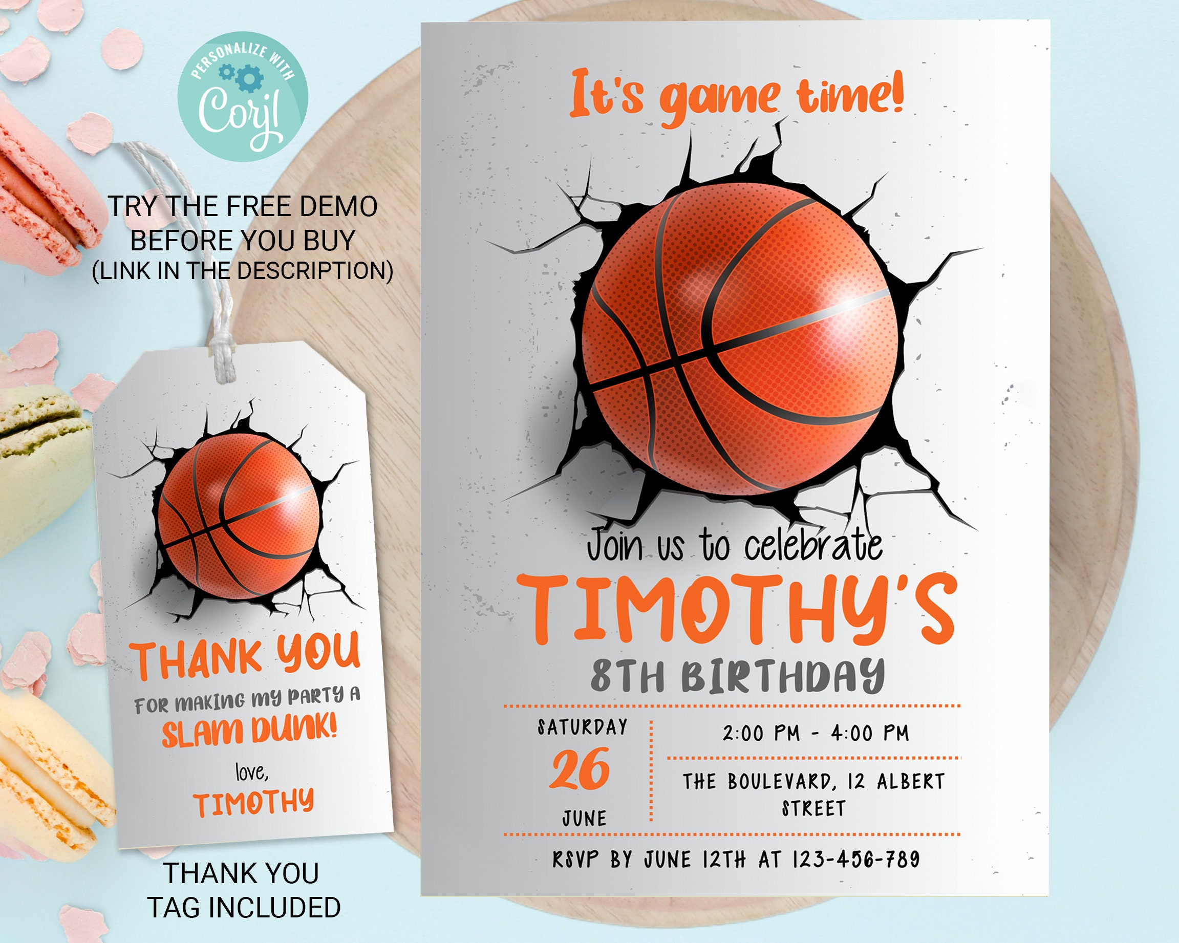 Carte Anniversaire Basket Gratuite à Imprimer Invitation d'anniversaire de basket-ball modifiable - Etsy Canada