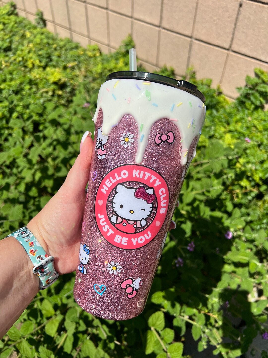 Handcrafted Customizable Hello Kitty Club, Just Be You, Pink Glitter ...