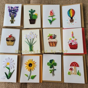 Set of 12 quilling cards, Birthday card, Mother's Day card, congratulation cards, greeting cards, greeting card, handmade cards