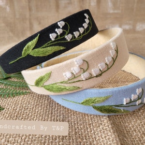 Embroidered Linen Headband, hair accessories, gift for her, beauty accessories, handmade headband, lavender headband