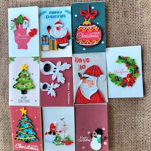 Set of 10 Christmas Card, Quilling cards, handmade cards, Christmas gift