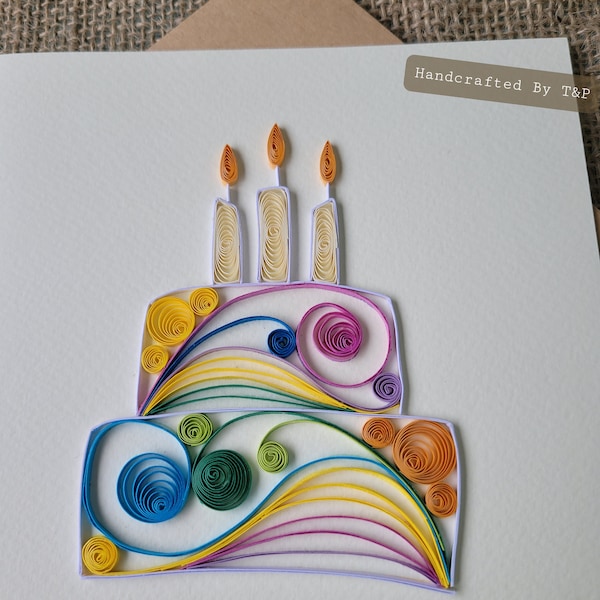 Birthday card, cupcake card, flower card, handmade card, quilling card